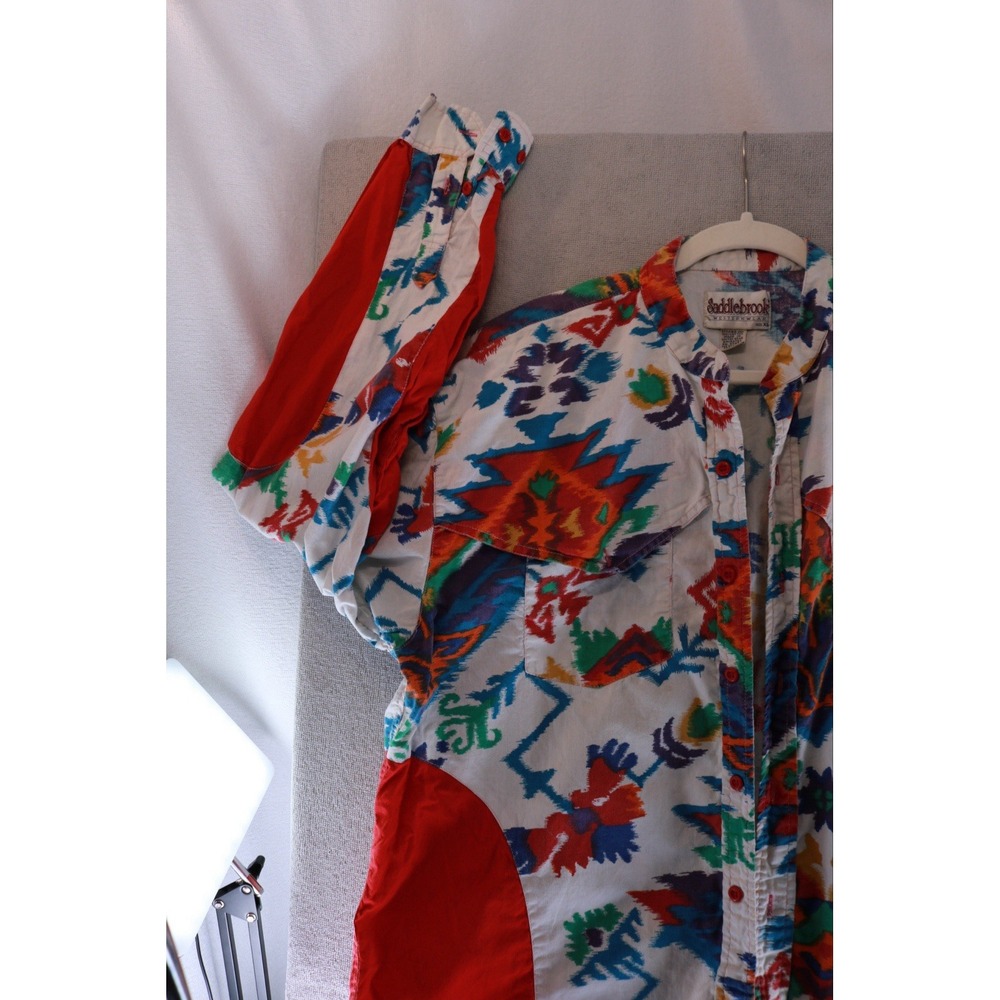 Saddlebrook Western Shirt Mens XL Southwestern Aztec Print Cotton Button Front - Picture 5 of 16
